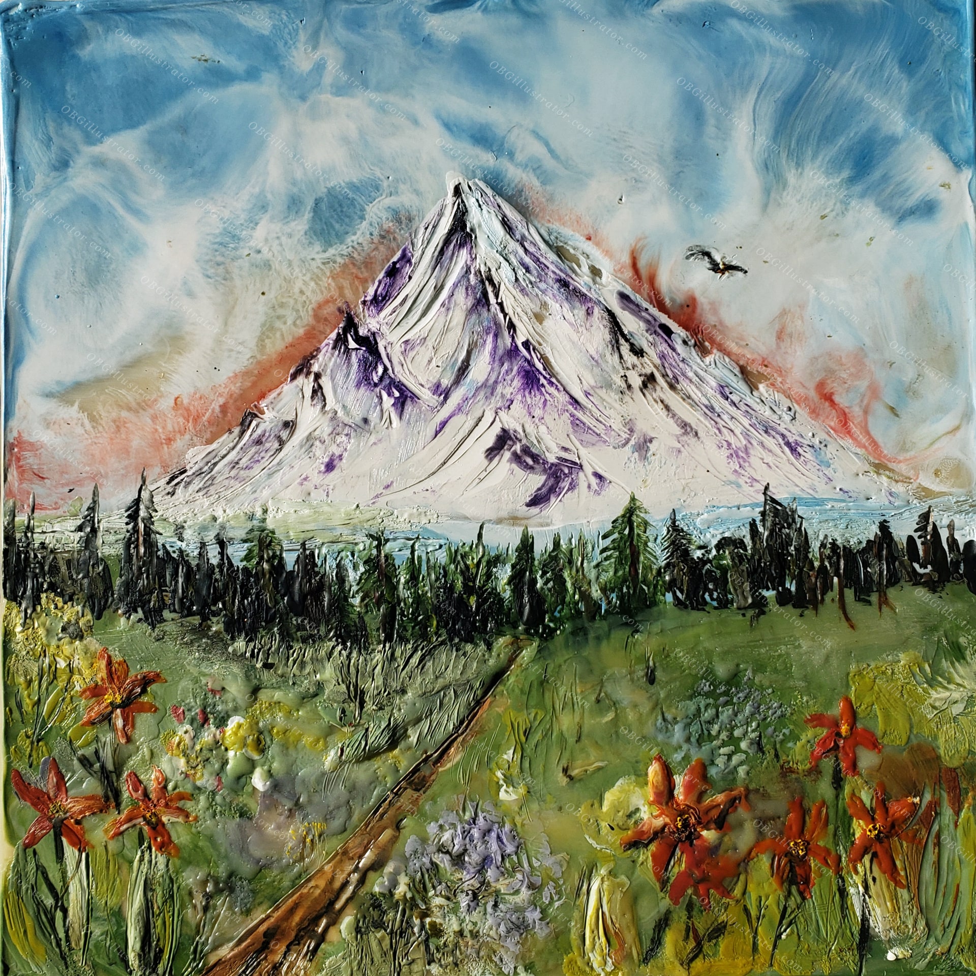 Flower Field Under Mount Hood