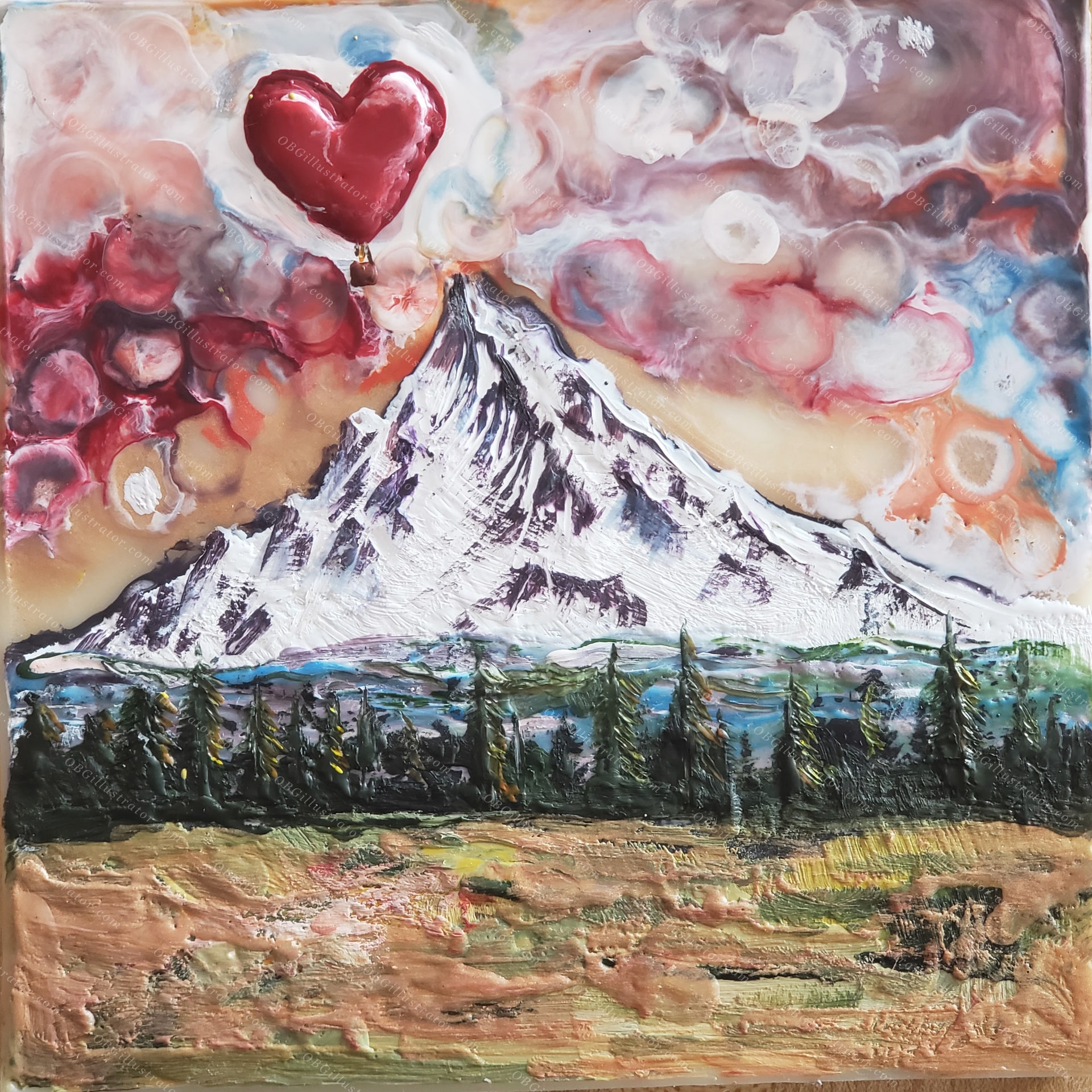 Heart Rising over Mount Hood