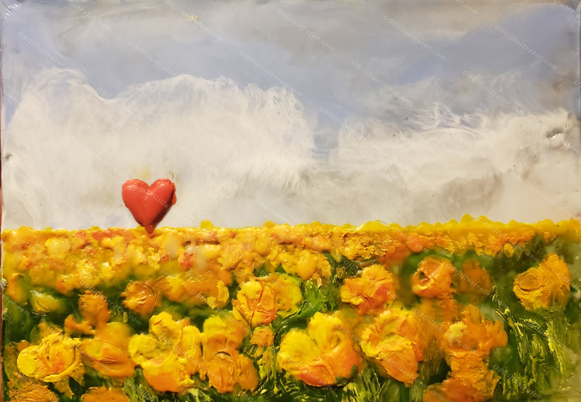 Heart Rising Over Poppy Field