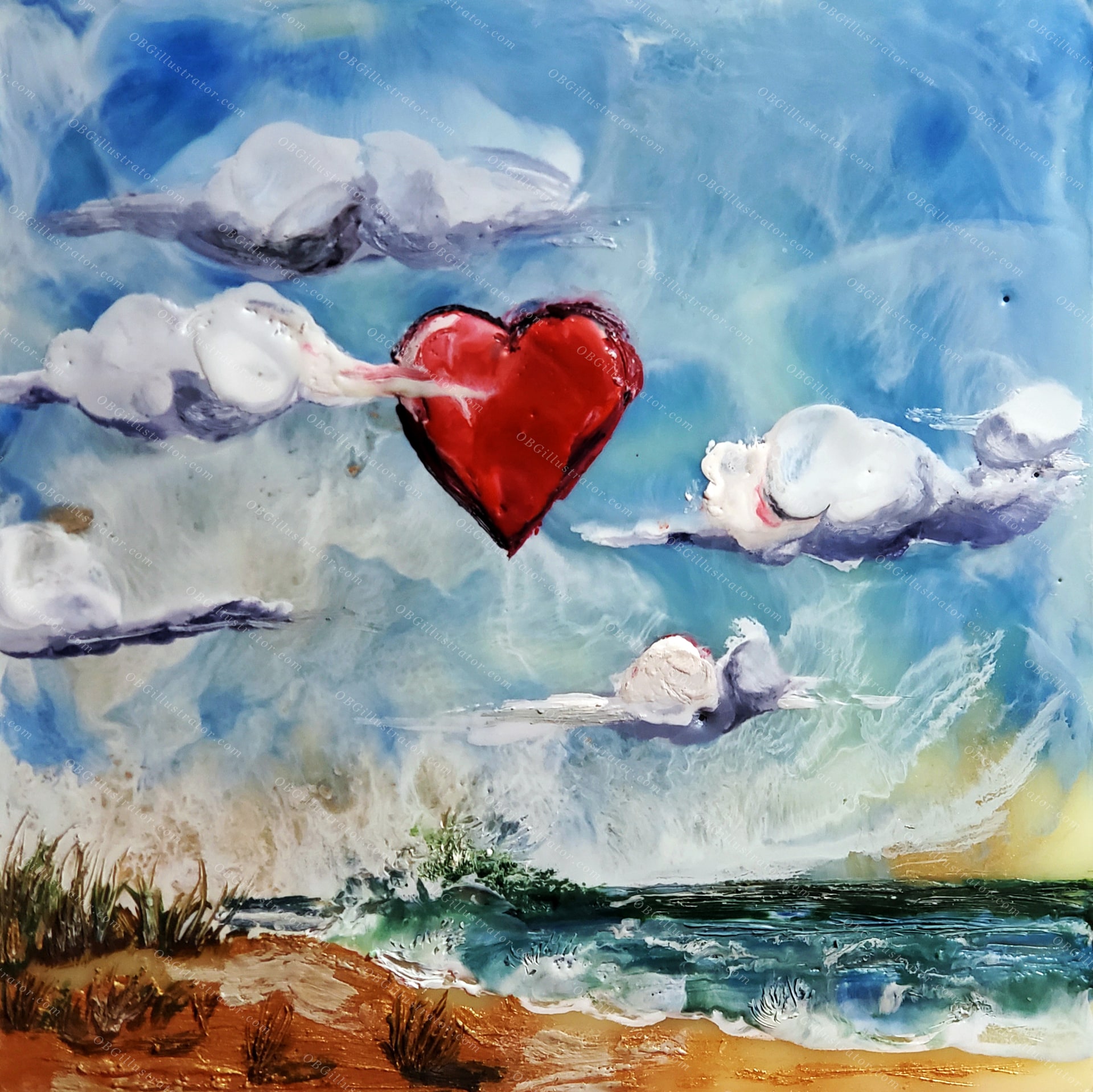 Heart Rising Over the Ocean