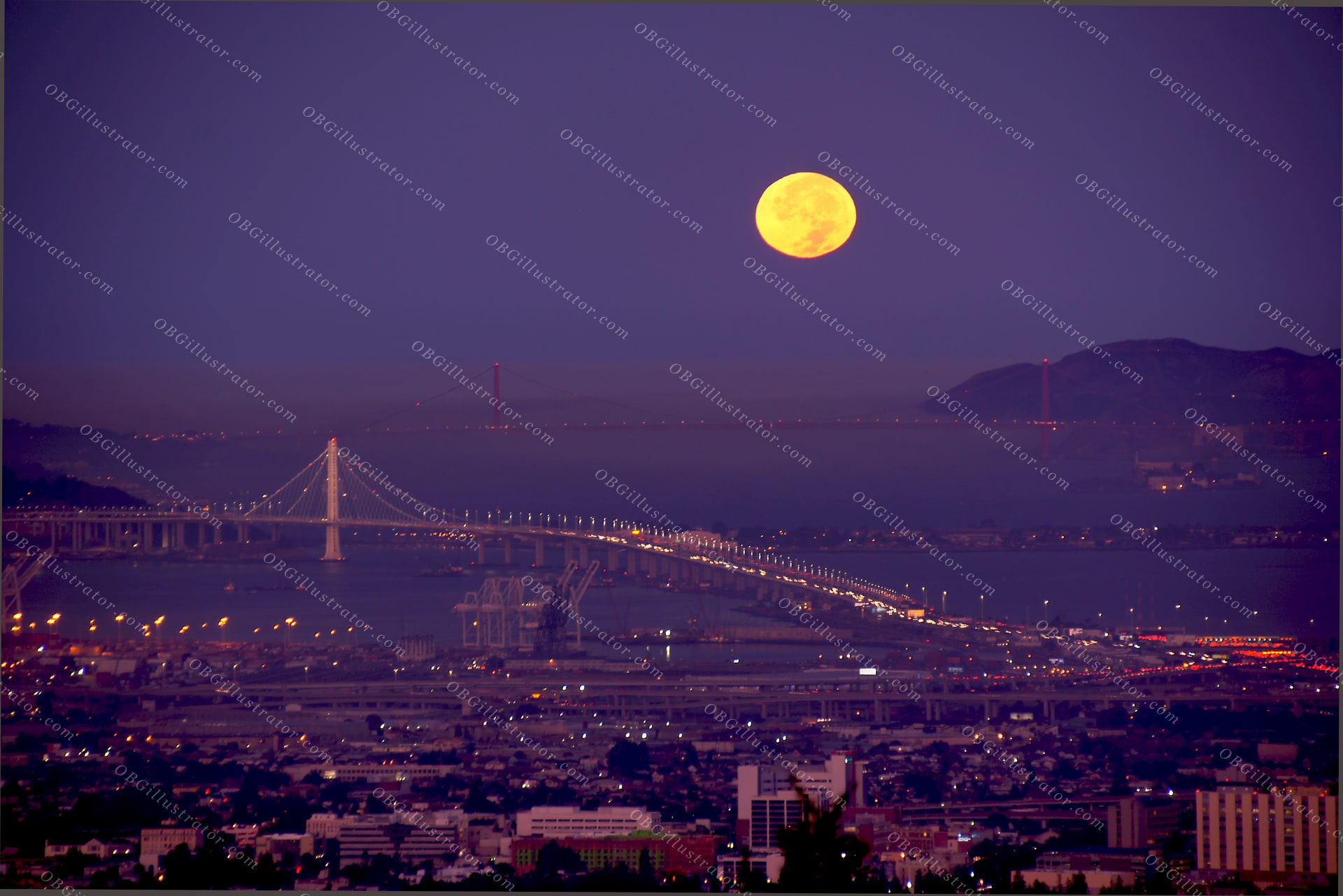Moonrise Between Two Bridges