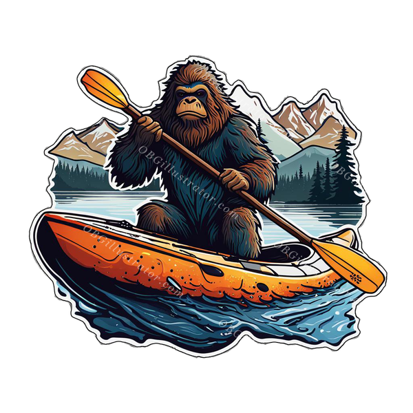 kayaking sasquatch sticker