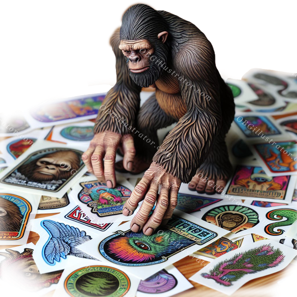 sasquatch looking at stickers stickers page icon