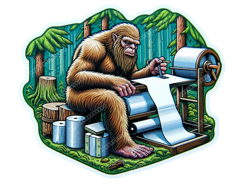 sasquatch making paper