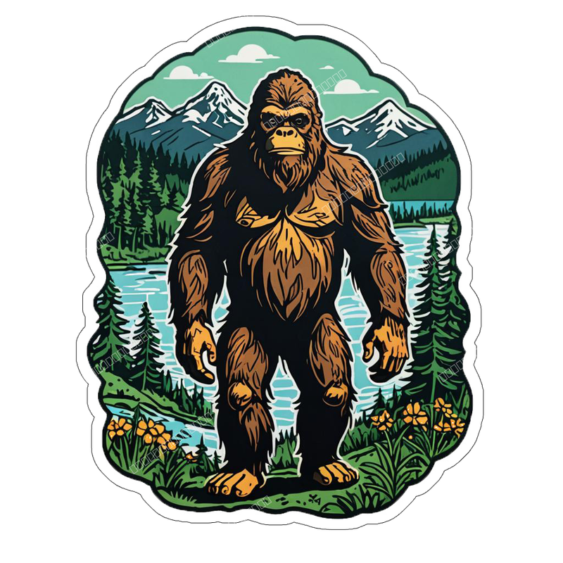 sasquatch on mountain lake