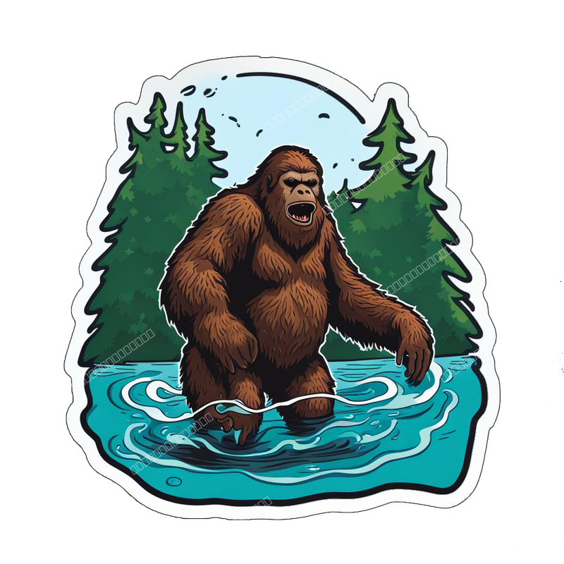 wading sasquatch trees